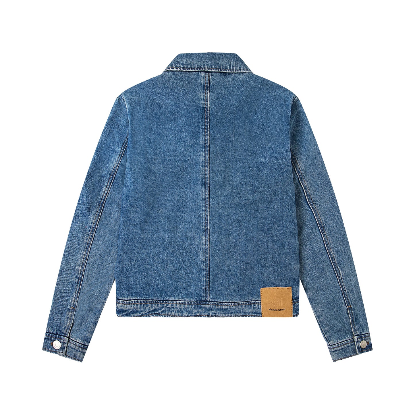 Ami Heart Logo Embroidered Denim Shirt 853