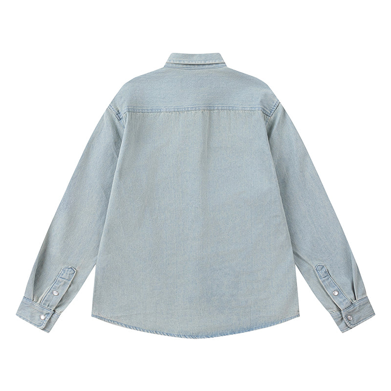 Ami Heart Logo Embroidered Denim Shirt 816