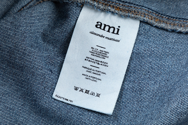 Ami Metal Heart Embellished Denim Jacket 834