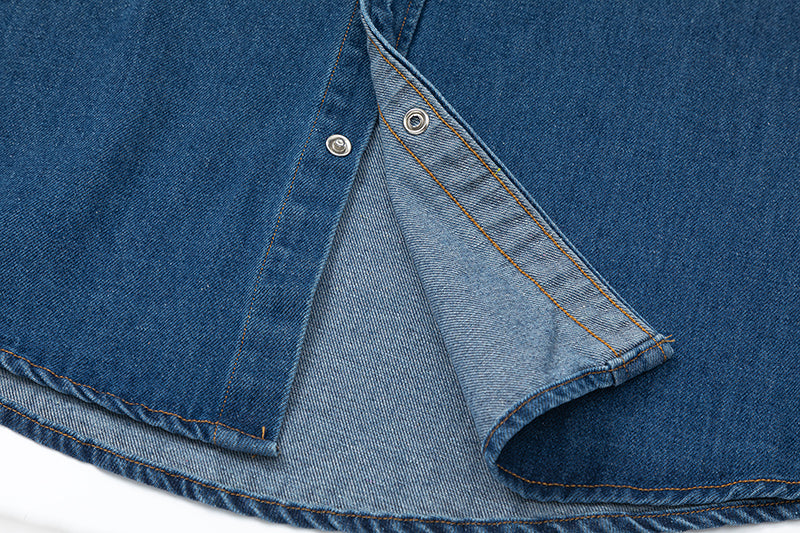 Ami Heart Logo Embroidered Denim Shirt 816