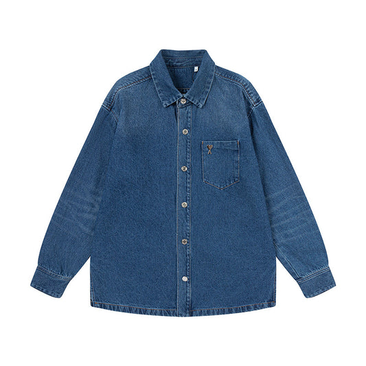 Ami Metal Heart Embellished Denim Jacket 834